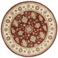 Pakistani Chobi Brown Round 5 to 6 ft Wool Carpet 23555
