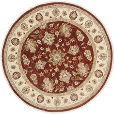 Chobi Brown Round Hand Knotted 6'1" X 6'1"  Area Rug 250-23555