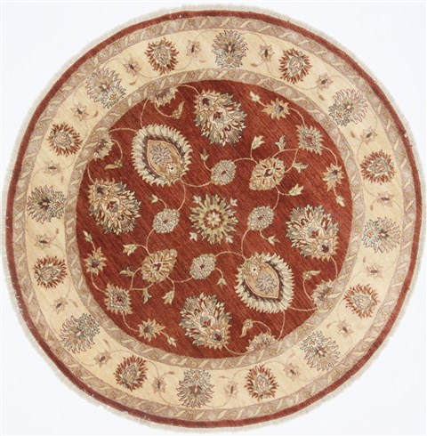 Karajeh Brown Round Hand Knotted 60 X 60  Area Rug 250-23563 Image 0