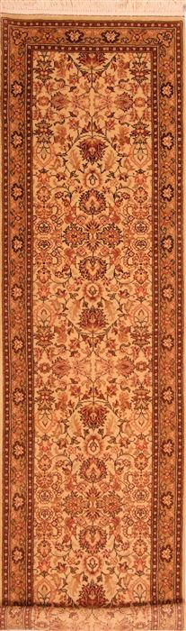 Sarouk Beige Runner Hand Knotted 28 X 911 Area Rug 100-23564 Image 0