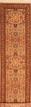 Sarouk Beige Runner Hand Knotted 2'8" X 9'11"  Area Rug 100-23564