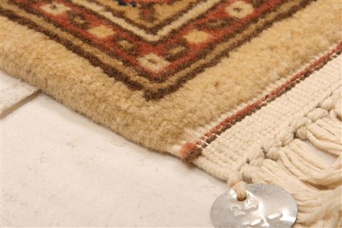 Sarouk Beige Runner Hand Knotted 28 X 108 Area Rug 100-23571 Image 1