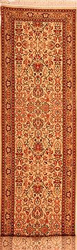 Romania sarouk Beige Runner 10 to 12 ft Wool Carpet 23571