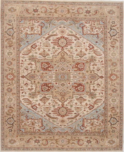 Serapi Beige Hand Knotted 81 X 99  Area Rug 250-23572 Image 0