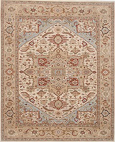 Indian Serapi Beige Rectangle 8x10 ft Wool Carpet 23572