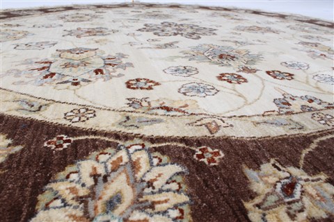 Chobi Beige Round Hand Knotted 60 X 62 Area Rug 250-23592 Image 2