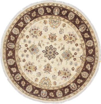 Pakistani Chobi Beige Round 5 to 6 ft Wool Carpet 23592