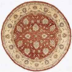 Ghazni Brown Round Hand Knotted 6'1" X 6'1"  Area Rug 250-23596