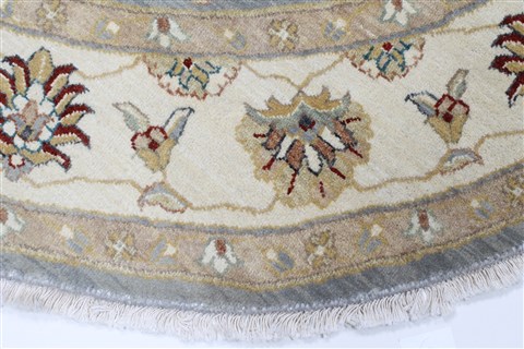 Chobi Grey Round Hand Knotted 60 X 60 Area Rug 250-23598 Image 4