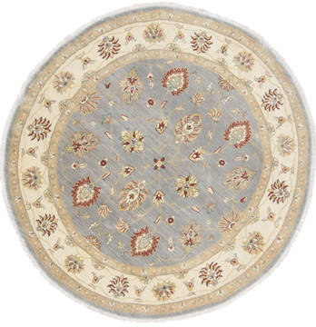 Pakistani Chobi Grey Round 5 to 6 ft Wool Carpet 23598