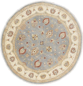 Chobi Grey Round Hand Knotted 6'0" X 6'0"  Area Rug 250-23598