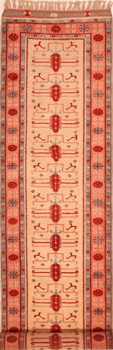 Kazak Beige Runner Hand Knotted 29 X 111 Area Rug 100-23603 Image 0