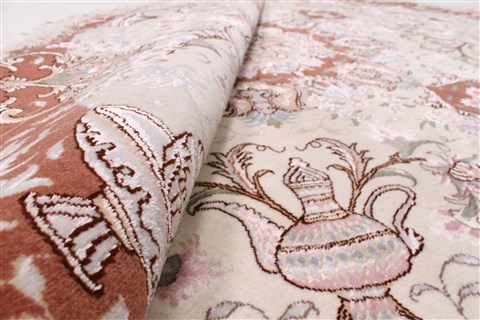 Tabriz White Round Hand Knotted 67 X 67 Area Rug 250-23604 Image 1