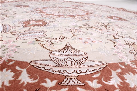 Tabriz White Round Hand Knotted 67 X 67 Area Rug 250-23604 Image 4