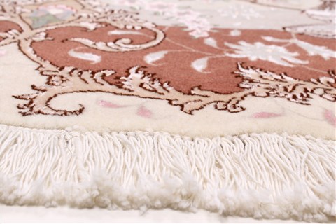 Tabriz White Round Hand Knotted 67 X 67 Area Rug 250-23604 Image 7