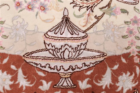 Tabriz White Round Hand Knotted 67 X 67 Area Rug 250-23604 Image 8