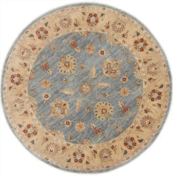 Chobi Grey Round Hand Knotted 6'0" X 6'0"  Area Rug 250-23606