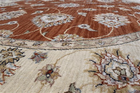 Pishavar Brown Round Hand Knotted 511 X 511 Area Rug 250-23613 Image 2