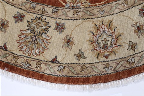 Pishavar Brown Round Hand Knotted 511 X 511 Area Rug 250-23613 Image 3