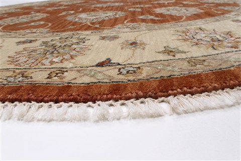 Pishavar Brown Round Hand Knotted 511 X 511 Area Rug 250-23613 Image 7