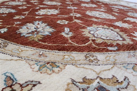 Ziegler Brown Round Hand Knotted 62 X 62  Area Rug 250-23627 Image 2