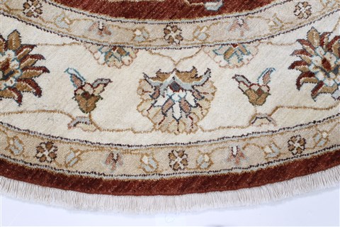Ziegler Brown Round Hand Knotted 62 X 62  Area Rug 250-23627 Image 3