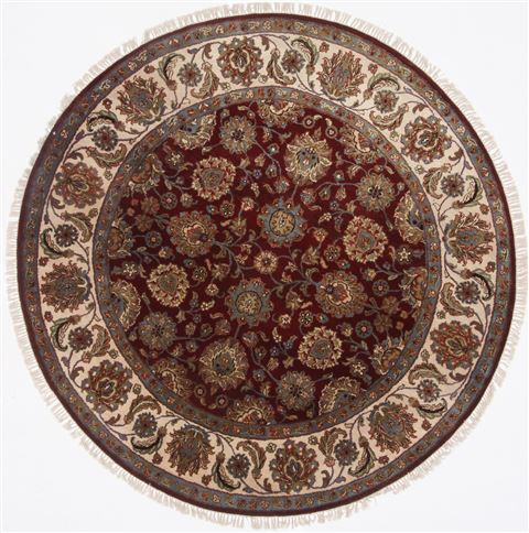 Kashan Red Round Hand Knotted 62 X 62 Area Rug 250-23629 Image 0
