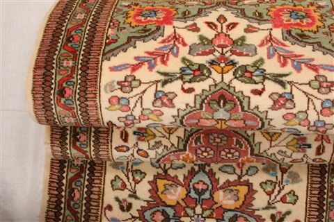 Tabriz Beige Runner Hand Knotted 26 X 93  Area Rug 253-23634 Image 3