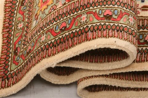 Tabriz Beige Runner Hand Knotted 26 X 93  Area Rug 253-23634 Image 4