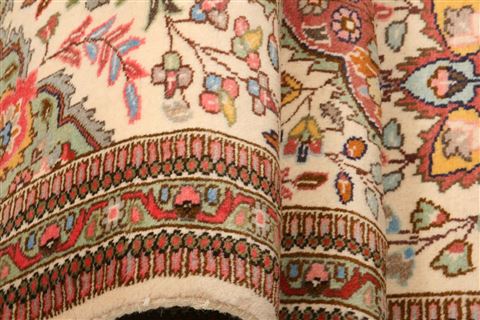 Tabriz Beige Runner Hand Knotted 26 X 93  Area Rug 253-23634 Image 5