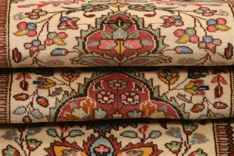 Tabriz Beige Runner Hand Knotted 26 X 93  Area Rug 253-23634 Image 6