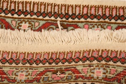 Tabriz Beige Runner Hand Knotted 26 X 93  Area Rug 253-23634 Image 8