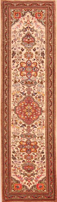 Tabriz Beige Runner Hand Knotted 26 X 93  Area Rug 253-23634 Image 0