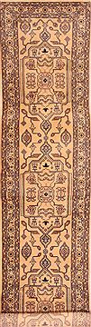 Sanandaj Beige Runner Hand Knotted 2'4" X 10'0"  Area Rug 100-23639