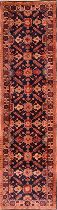 Pishavar Blue Runner Hand Knotted 26 X 92 Area Rug 100-23642 Image 0
