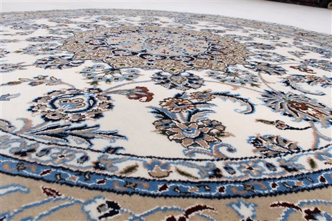 Nain White Round Hand Knotted 60 X 60  Area Rug 250-23654 Image 1