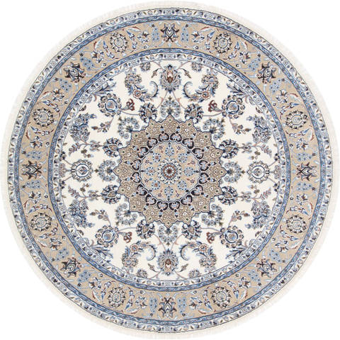 Nain White Round Hand Knotted 60 X 60  Area Rug 250-23654 Image 0