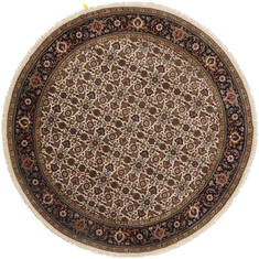 Indian Herati Beige Round 5 to 6 ft Wool Carpet 23670