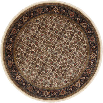 Indian Herati Beige Round 5 to 6 ft Wool Carpet 23673