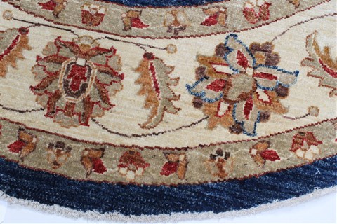 Chobi Blue Round Hand Knotted 64 X 65 Area Rug 250-23677 Image 2