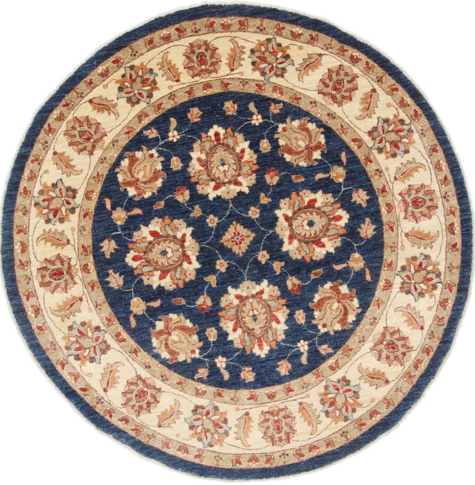 Chobi Blue Round Hand Knotted 64 X 65 Area Rug 250-23677 Image 0