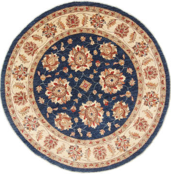 Pakistani Chobi Blue Round 5 to 6 ft Wool Carpet 23677