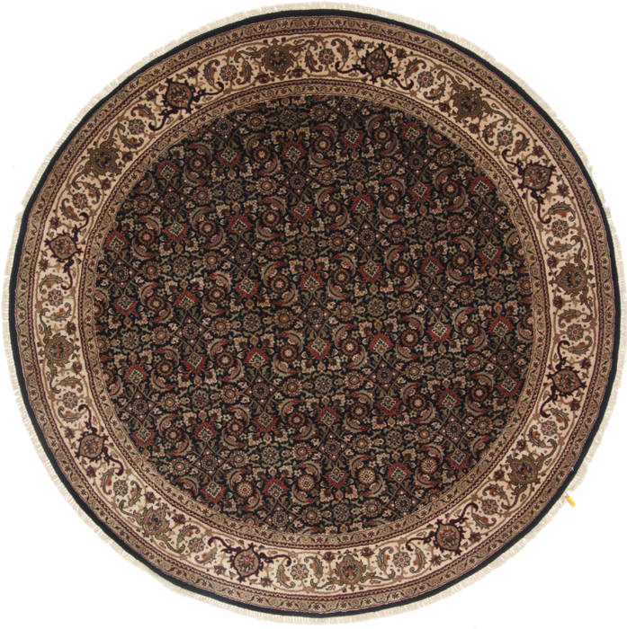 Herati Black Round Hand Knotted 60 X 60 Area Rug 250-23683 Image 0