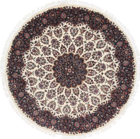 Tabriz White Round Hand Knotted 61 X 61 Area Rug 250-23686 Image 0