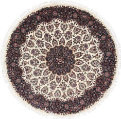 Indian Tabriz White Round 5 to 6 ft Wool Carpet 23686