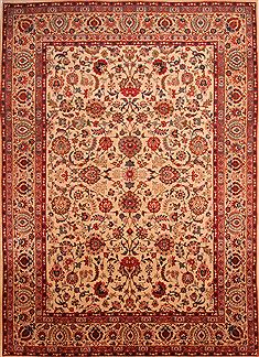 Persian Kashan Beige Rectangle 10x13 ft Wool Carpet 23690