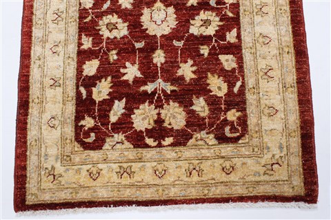 Pishavar Beige Runner Hand Knotted 26 X 910  Area Rug 250-23696 Image 4