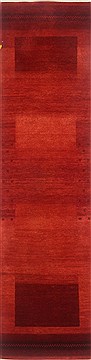 Indian Gabbeh Red Runner 10 to 12 ft Wool Carpet 23707