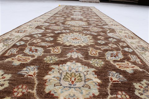 Ziegler Brown Runner Hand Knotted 26 X 104 Area Rug 250-23710 Image 2