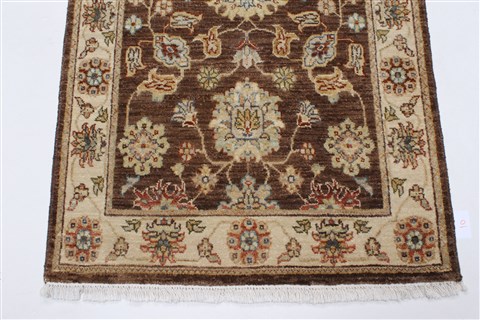 Ziegler Brown Runner Hand Knotted 26 X 104 Area Rug 250-23710 Image 5